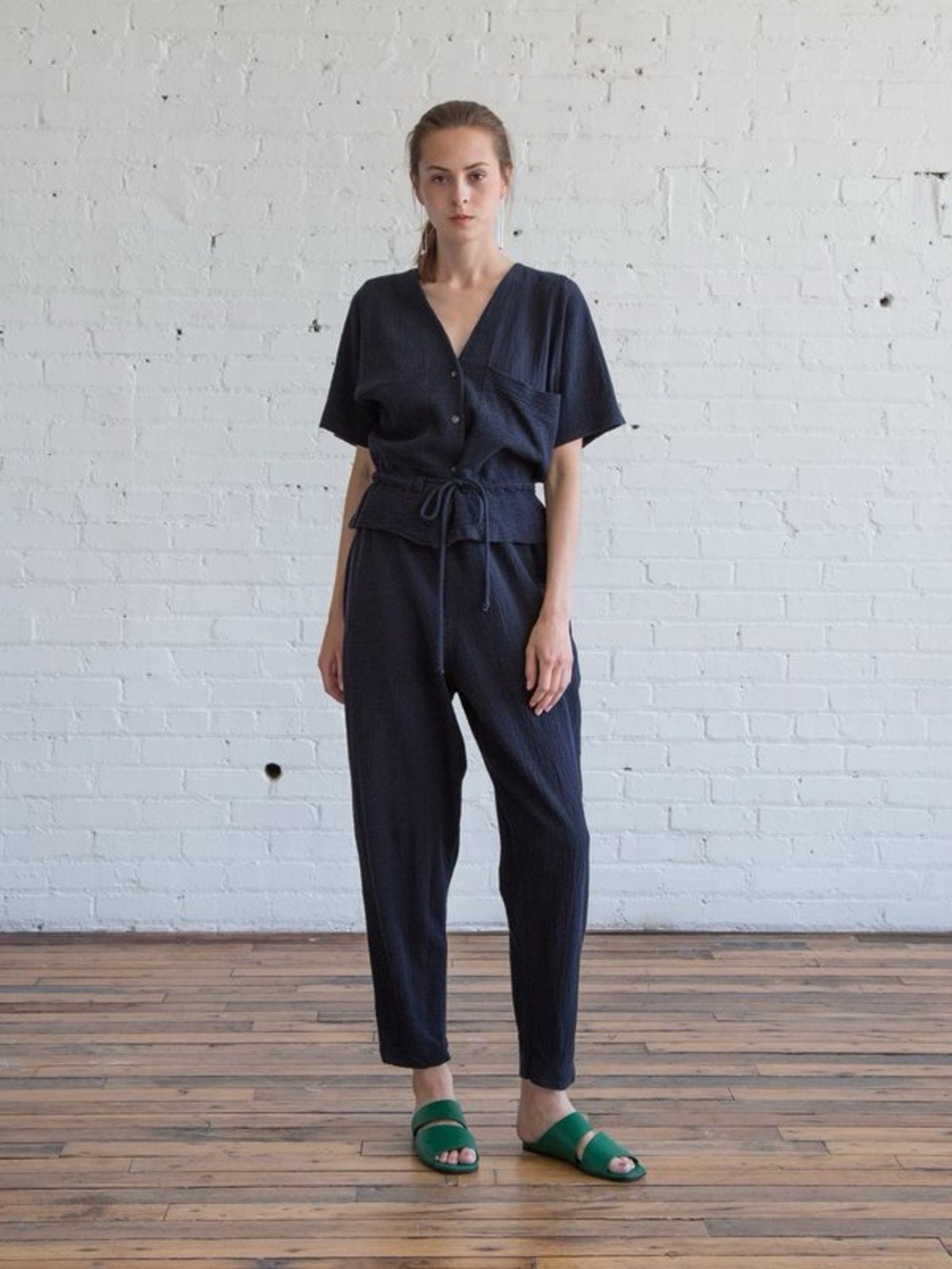 Black Crane Short Sleeve Sack Jumper - Navy - Picture 4 of 11